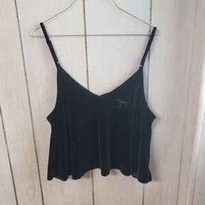 Victoria's Secret PINK Black Velvet Comfort Cami Tank Top with Straps Large